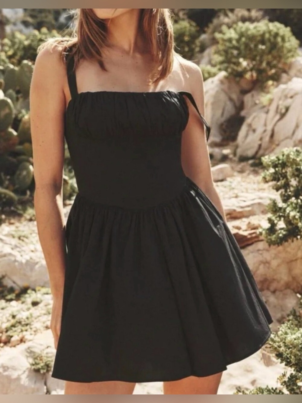 ZARA VOLUMINOUS SKIRT DRESS BLACK